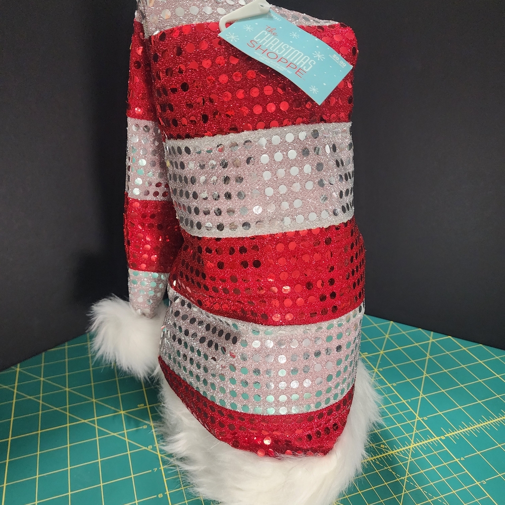 "The Christmas Store" Red and Silver Sequin Christmas Hat Extra Long